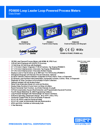Thumbnail of document Data Sheet - PD6600 Loop-Powered IS & Nonincendive Process Meter